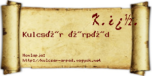 Kulcsár Árpád névjegykártya